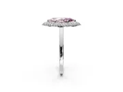 Halo Engagement Ring Setting for Fancy Pink Marquise Center with Plain Tapered Band and Prong Head in Platinum