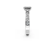 Solitaire Engagement Ring Setting for Emerald Cut Center with Channel-Set Accents and Prong Head in Platinum