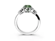 Floral Engagement Ring Setting for Fancy Green Cushion Cut Center with Marquise Cluster Shoulders and Prong Head in Platinum