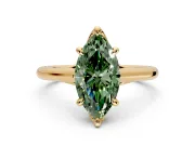 Solitaire Engagement Ring Setting for Fancy Green Marquise Center with Cathedral Band and Prong Head in Yellow Gold