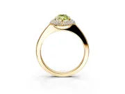 Halo Engagement Ring Setting for Fancy Yellow Marquise Center with Plain Tapered Band and Prong Head in Yellow Gold