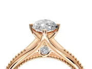 Solitaire Engagement Ring Setting for Marquise Center with Milgrain Cathedral Band and Prong Head in Rose Gold