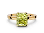 Solitaire Engagement Ring Setting for Fancy Yellow Radiant Cut Center with Plain Band and Flat Tab Prong Head in Yellow Gold