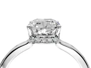 Hidden Halo Engagement Ring Setting for Cushion Cut Center with Wide Flat Plain Band and Prong Head in Sterling Silver