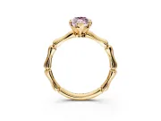 Solitaire Engagement Ring Setting for Fancy Pink Marquise Center with Bamboo Band and Prong Head in Yellow Gold