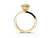 Solitaire Engagement Ring Setting for Fancy Yellow Princess Cut Center with Fine Pave Band and Claw Prong Head in Yellow Gold