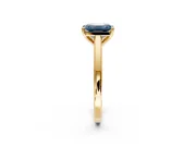 Solitaire Engagement Ring Setting for Fancy Blue Emerald Cut Center with Flat-Sided Plain Band and Prong Head in Yellow Gold