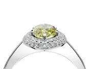 Halo Engagement Ring Setting for Fancy Yellow Marquise Center with Plain Tapered Band and Prong Head in White Gold