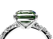 Solitaire Engagement Ring Setting for Fancy Green Asscher Cut Center with Trailing Leaf Accent Band and Prong Head in Platinum