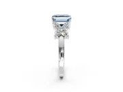 Floral Engagement Ring Setting for Fancy Blue Princess Cut Center with Marquise Cluster Shoulders and Prong Head in White Gold