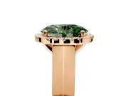 Halo Engagement Ring Setting for Fancy Green Oval Center with Knife Ridge Cathedral Band and Prong Head in Rose Gold