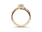 Cluster Engagement Ring Setting for Oval Center with Round Cut Accent Band and Prong Head in Rose Gold