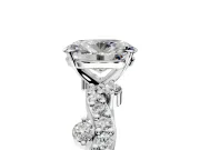 Solitaire Engagement Ring Setting for Oval Center with Bar-Station Pave Twist and Prong Head in Sterling Silver