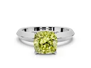 Solitaire Engagement Ring Setting for Fancy Yellow Cushion Cut Center with Wide Knife Ridge Band and Prong Head in Sterling Silver