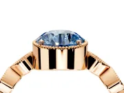 Vintage Station Engagement Ring Setting for Fancy Blue Round Cut Center with Accents and Prong Head in Rose Gold