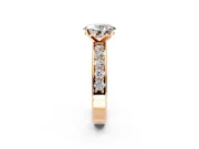 Solitaire Engagement Ring Setting for Oval Center with Channel-Set Accents and Prong Head in Rose Gold