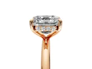 Hidden Halo Engagement Ring Setting for Asscher Cut Center with Thin Rounded Band and Prong Head in Rose Gold