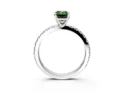 Solitaire Engagement Ring Setting for Fancy Green Emerald Cut Center with Fine Pave Band and Claw Prong Head in Platinum
