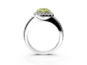 Pave Halo Engagement Ring Setting for Fancy Yellow Princess Cut Center with Single Row Pave Band and Prong Head in Sterling Silver
