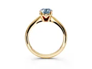 Solitaire Engagement Ring Setting for Fancy Blue Oval Center with Knife Ridge Band and Claw Prong Head in Yellow Gold