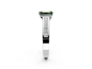 Solitaire Engagement Ring Setting for Fancy Green Emerald Cut Center with Princess Cut Channel Band and Prong Head in White Gold