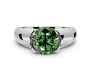 Tension Engagement Ring Setting for Fancy Green Round Cut Center with Wide Flat Band and Tension Head in Platinum