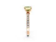Open Basket Engagement Ring Setting for Fancy Yellow Asscher Cut Center with Pave Band and Prong Head in Rose Gold