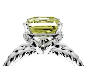 Halo Engagement Ring Setting for Fancy Yellow Asscher Cut Center with Rope Twist Split Shank and Prong Head in Sterling Silver