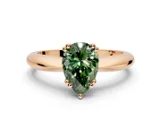 Solitaire Engagement Ring Setting for Fancy Green Pear-Shaped Center with Reverse Tapered Band and Prong Head in Rose Gold