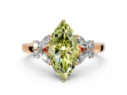 Solitaire Engagement Ring Setting for Fancy Yellow Marquise Center with Marquise Flower Shoulders and Prong Head in Rose Gold