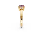 Solitaire Engagement Ring Setting for Fancy Pink Round Cut Center with Plain Band and Flat Tab Prong Head in Yellow Gold