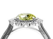Milgrain Halo Engagement Ring Setting for Fancy Yellow Round Cut Center with Bezel Point Accents and Prong Head in Sterling Silver