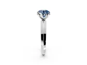 Solitaire Engagement Ring Setting for Fancy Blue Round Cut Center with Wide Knife Ridge Band and Prong Head in Platinum