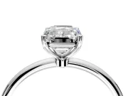 Solitaire Engagement Ring Setting for Emerald Cut Center with Straight Thin Band and Prong Head in Platinum