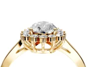 Starburst Halo Engagement Ring Setting for Pear-Shaped Center with Flat Cathedral Band and Prong Head in Yellow Gold