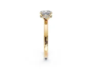 Hidden Halo Engagement Ring Setting for Cushion Cut Center with Plain Band and Tall Prong Head in Yellow Gold