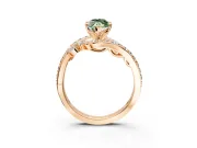 Solitaire Engagement Ring Setting for Fancy Green Marquise Center with Pave Bypass Twist Band and Prong Head in Rose Gold