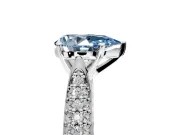 Solitaire Engagement Ring Setting for Fancy Blue Pear-Shaped Center with Multi-Row Accents and Prong Head in White Gold
