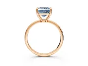 Minimalist Solitaire Engagement Ring Setting for Fancy Blue Princess Cut Center with Thin Band and Prong Head in Rose Gold
