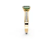 Solitaire Engagement Ring Setting for Fancy Green Asscher Cut Center with Princess Cut Channel Band and Prong Head in Yellow Gold
