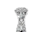 3 Stone Engagement Ring Setting for Cushion Cut Center with Pave Split Shank and Prong Head in Sterling Silver