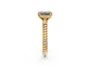 Rope Engagement Ring Setting for Emerald Cut Center with Accent Shoulders and Prong Head in Yellow Gold