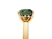 Solitaire Engagement Ring Setting for Fancy Green Cushion Cut Center with Basket Rail and Prong Head in Yellow Gold