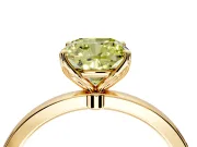 Solitaire Engagement Ring Setting for Fancy Yellow Cushion Cut Center with Thin Rounded Plain Band and Prong Head in Yellow Gold