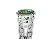 Split Shank Engagement Ring Setting for Fancy Green Radiant Cut Center with Pave Split Shank and Prong Head in Sterling Silver