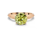 Solitaire Engagement Ring Setting for Fancy Yellow Round Cut Center with Wide Knife Ridge Band and Prong Head in Rose Gold