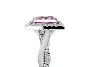 Halo Engagement Ring Setting for Fancy Pink Princess Cut Center with Twist Band and Prong Head in White Gold