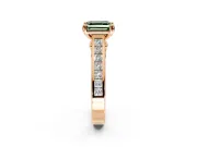 Solitaire Engagement Ring Setting for Fancy Green Asscher Cut Center with Channel Band and Double Claw Prong Head in Rose Gold