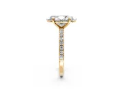 Solitaire Engagement Ring Setting for Marquise Center with Fine Pave Narrow Band and Prong Head in Yellow Gold