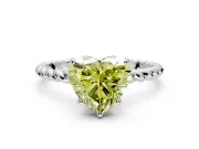 Solitaire Engagement Ring Setting for Fancy Yellow Heart-Shaped Center with Plain Twisted Rope Band and Prong Head in White Gold